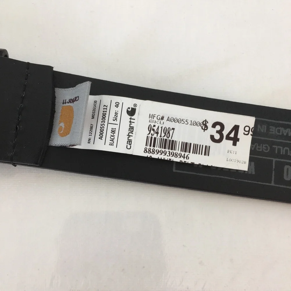 Carhartt Burnished Leather Box Buckle Belt- Black Men’s Size 40